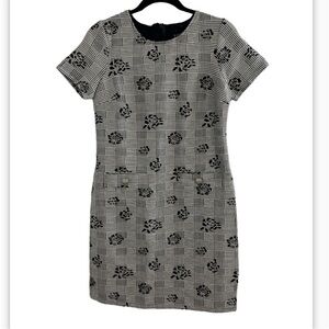 Enfocus Studio Floral and Plaid Black and Gray Mini Dress